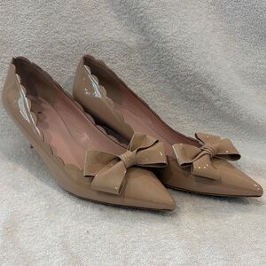 Kate Spade Tan Patent Bow Flats